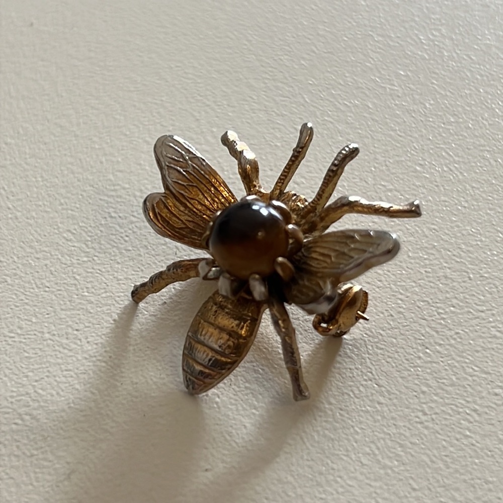 Vintage Pin, Tiger Eye Style Stone